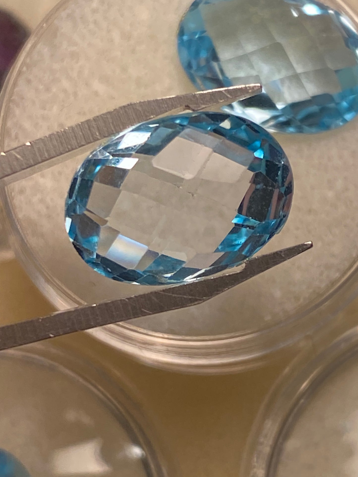 Pair of 15.5 carat blue topaz