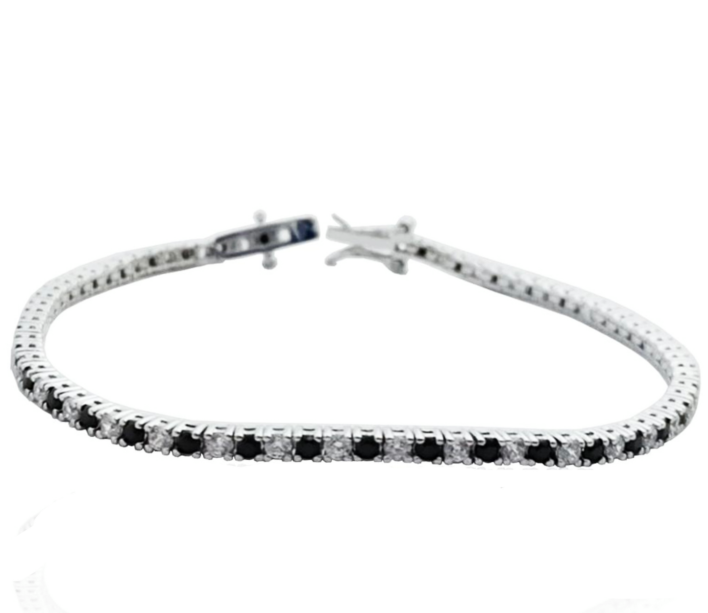 Bracciale Tennis Griffe 3 mm - bianco nero