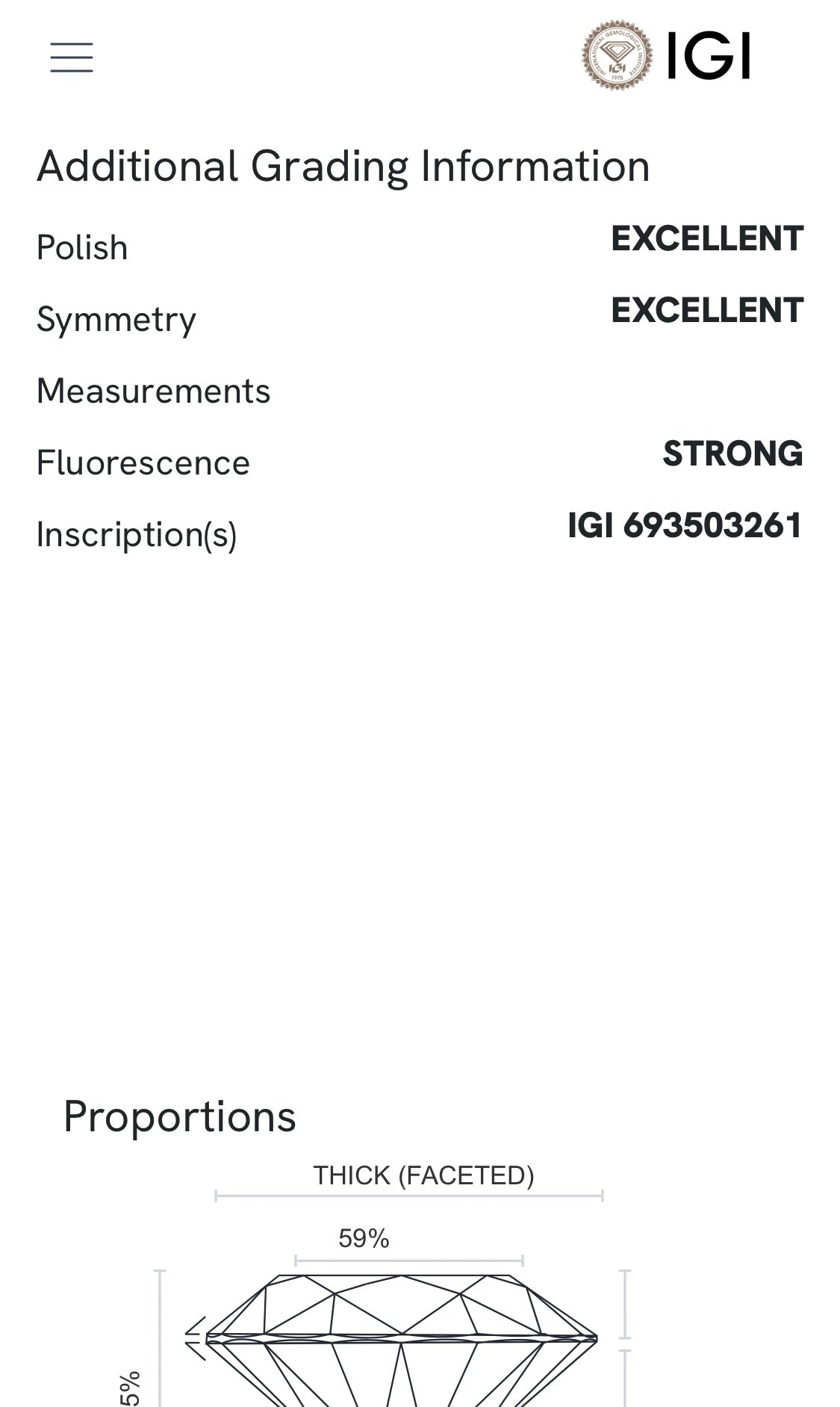 Diamante 1,01 ct col. H SI1 certificato IGI