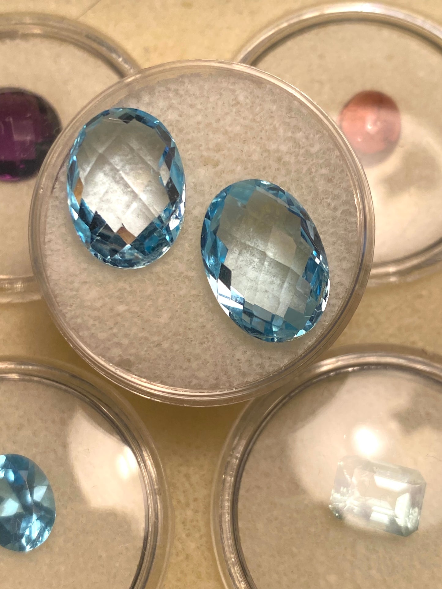 Pair of 15.5 carat blue topaz