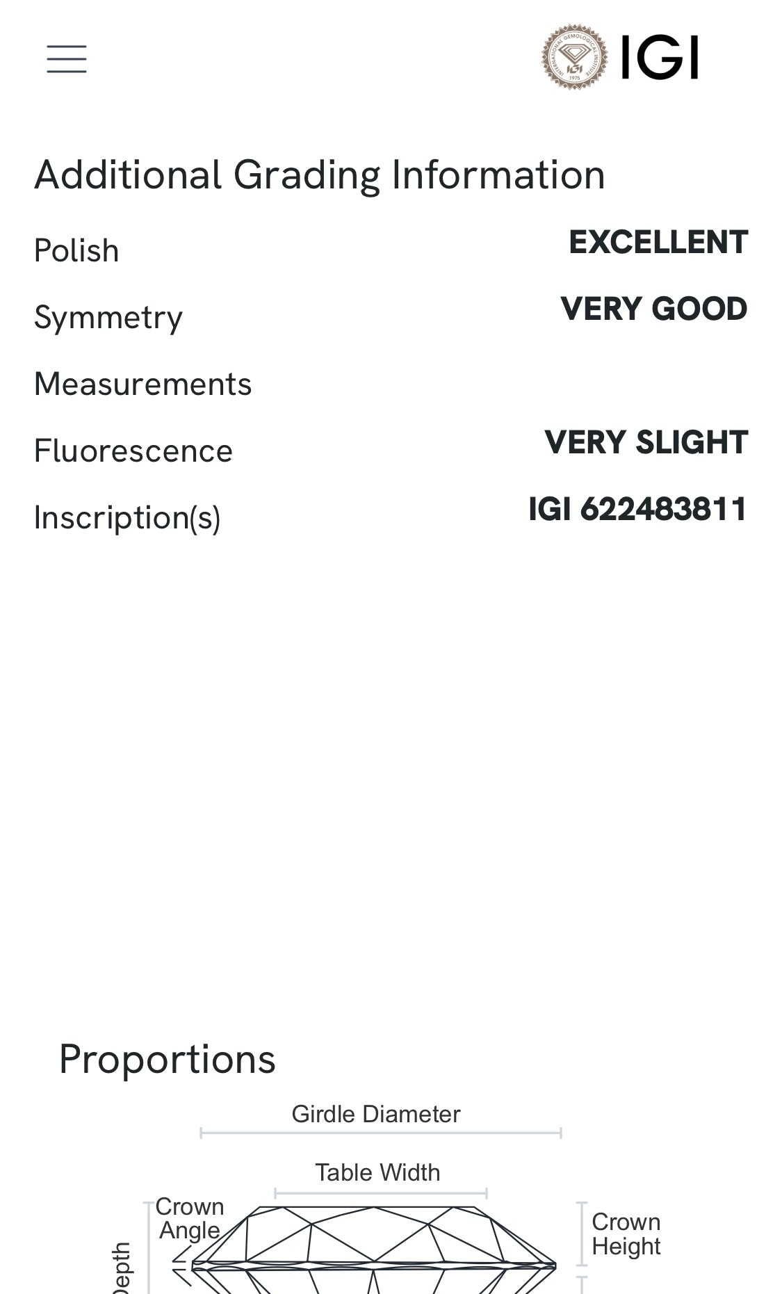 Diamante 0,49 ct col. D SI1 certificato IGI