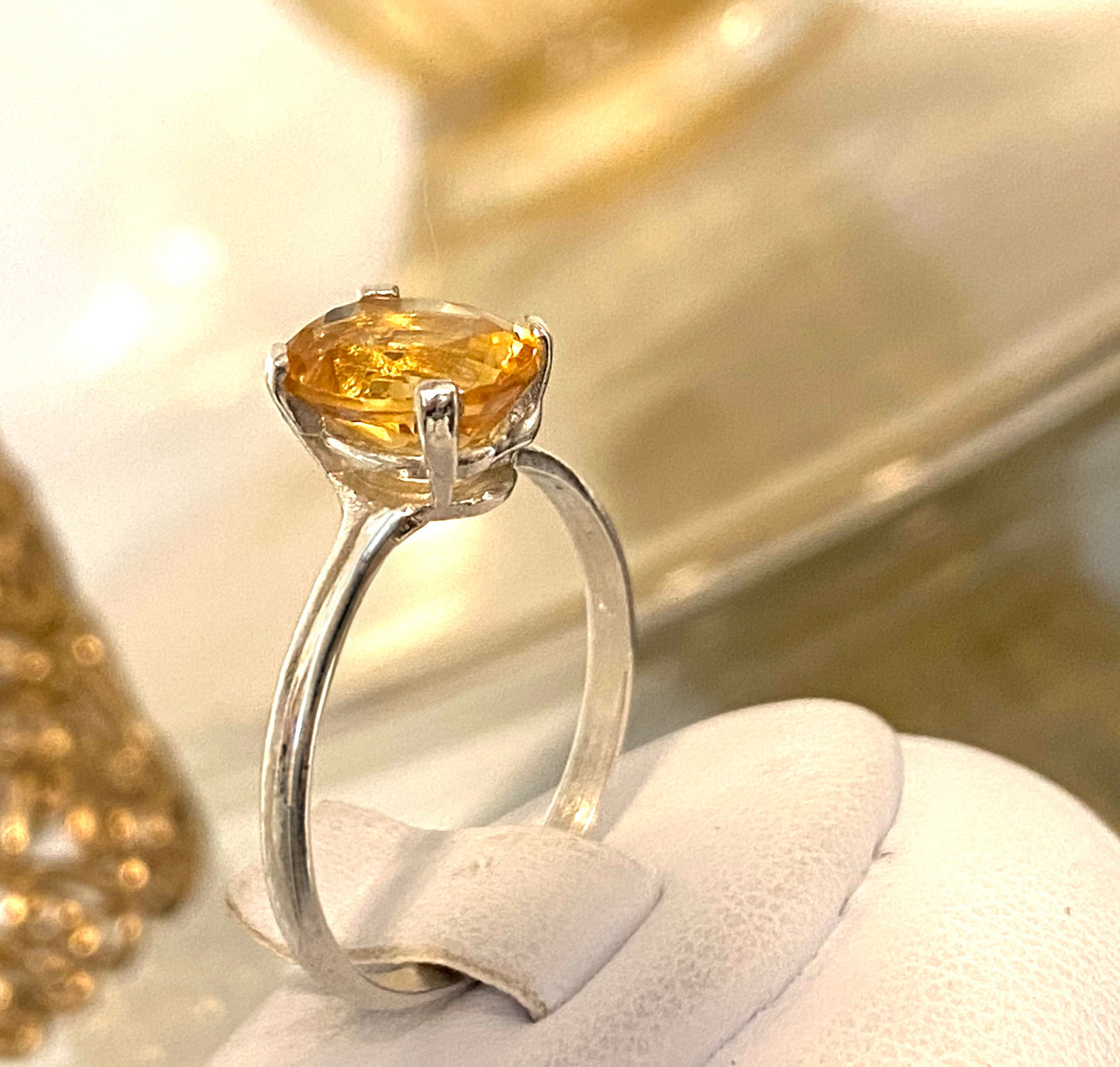 4-carat yellow topaz ring