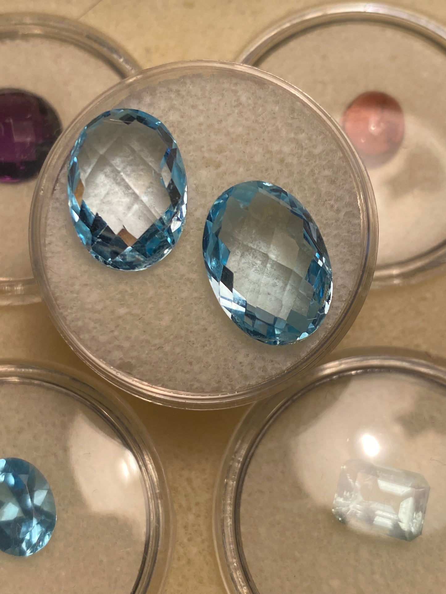 Pair of 15.5 carat blue topaz