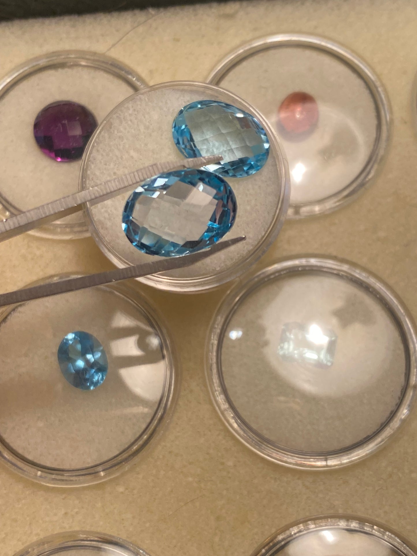 Pair of 15.5 carat blue topaz