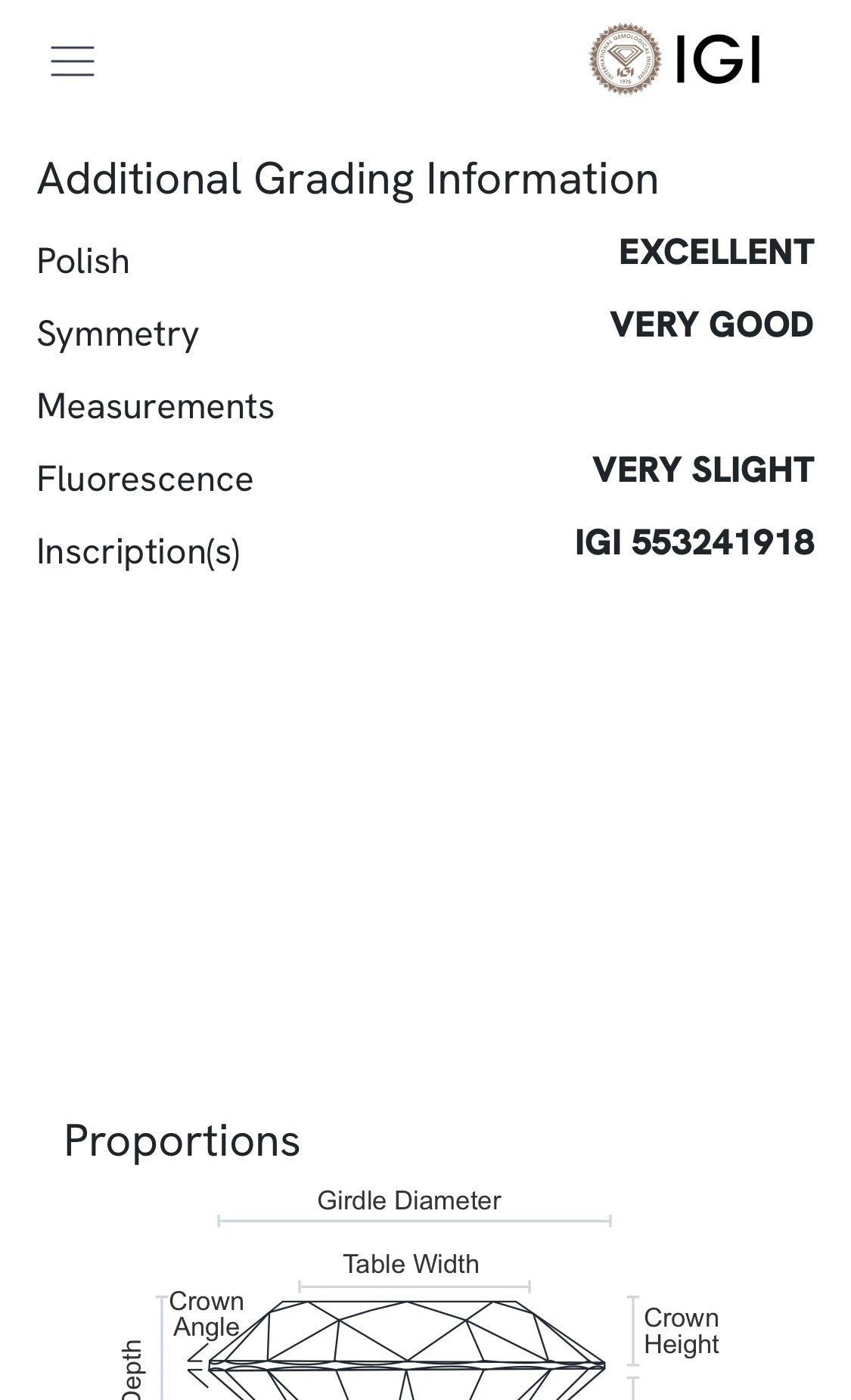 Diamante 0,40 ct col. D VVS2 certificato IGI