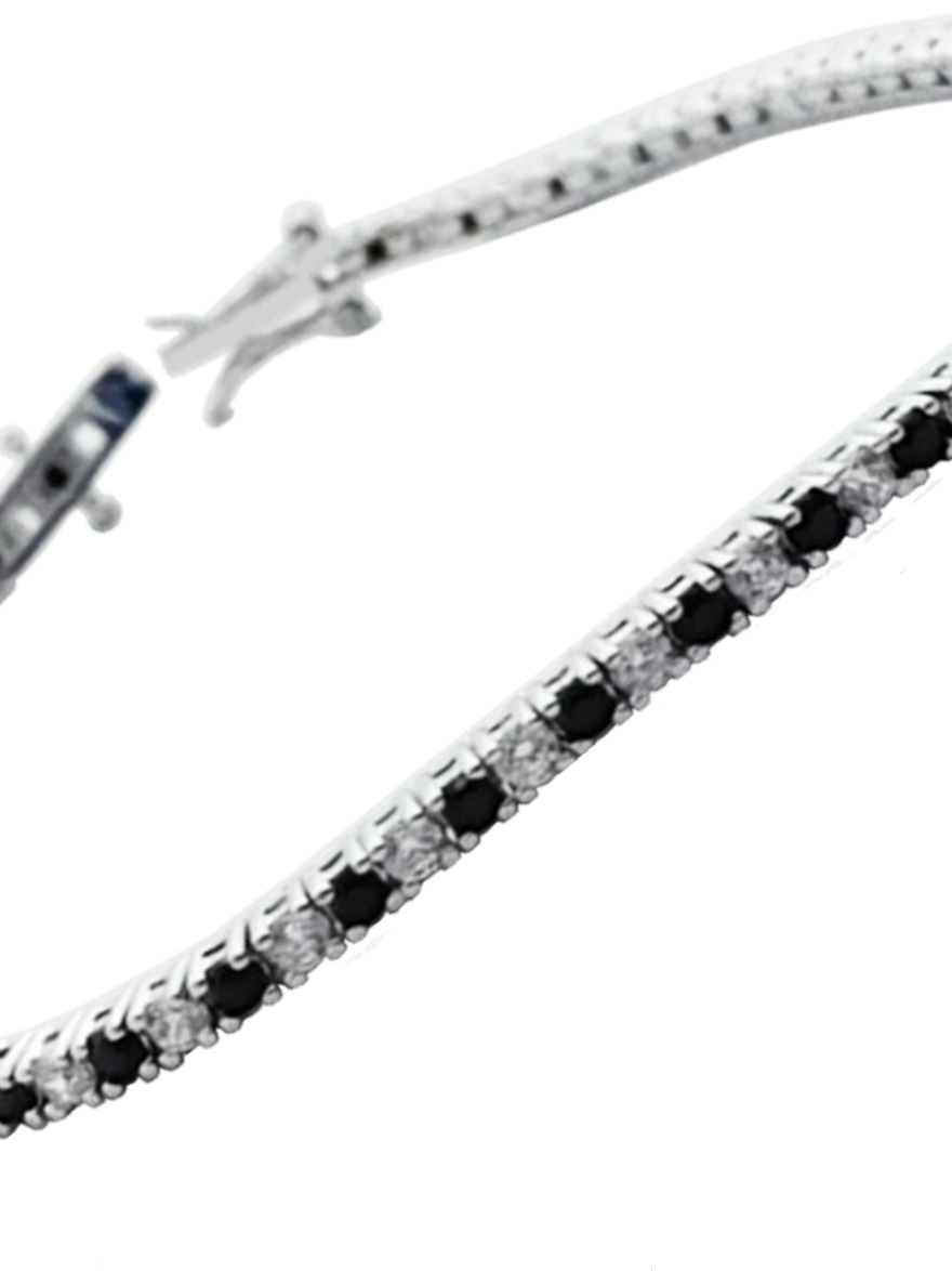 Bracciale Tennis Griffe 3 mm - bianco nero