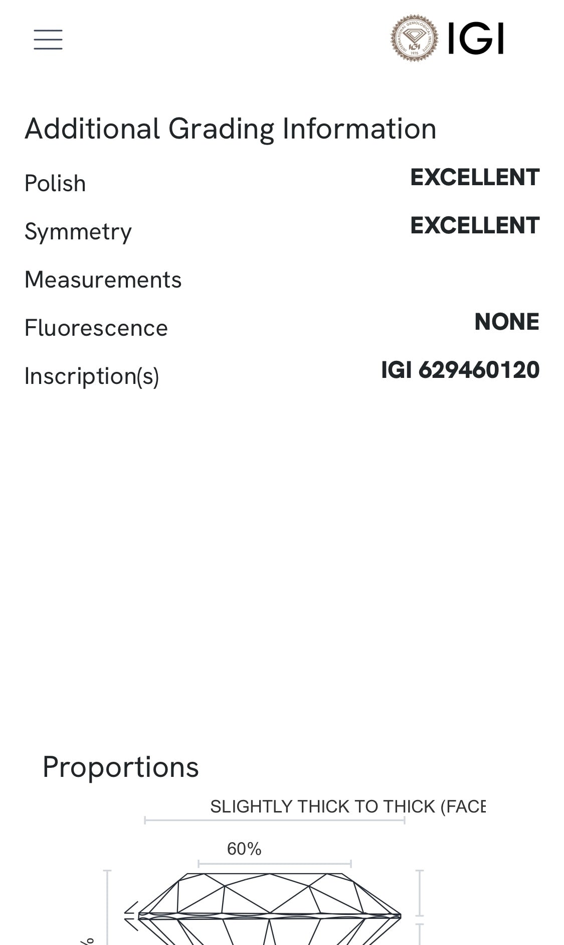 0.50 ct diamond, color D SI1, IGI certified
