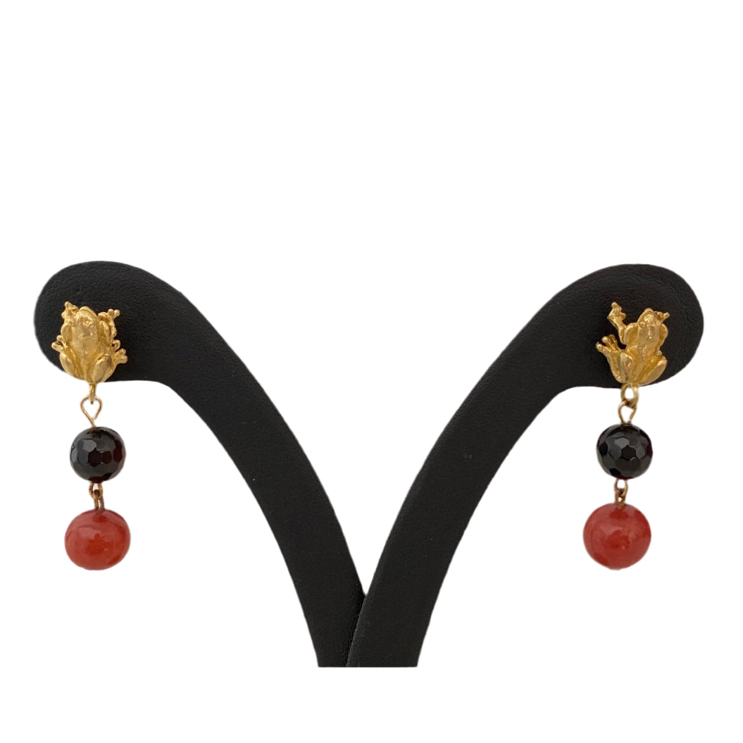 Orecchini rana con pietre naturali