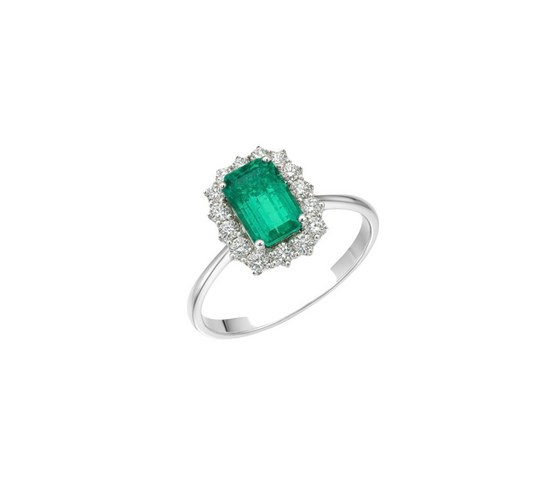 Princess Emerald and Diamond Ring