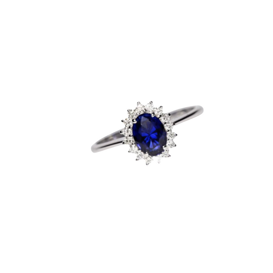 Princess Sapphire and Diamond Ring