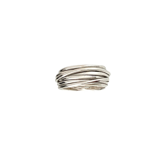 Anello Intrecci di Vita filo intrecciato in argento 925, a 7 fili, gioiello artigianale realizzato a mano da L’Arte di Carlotta