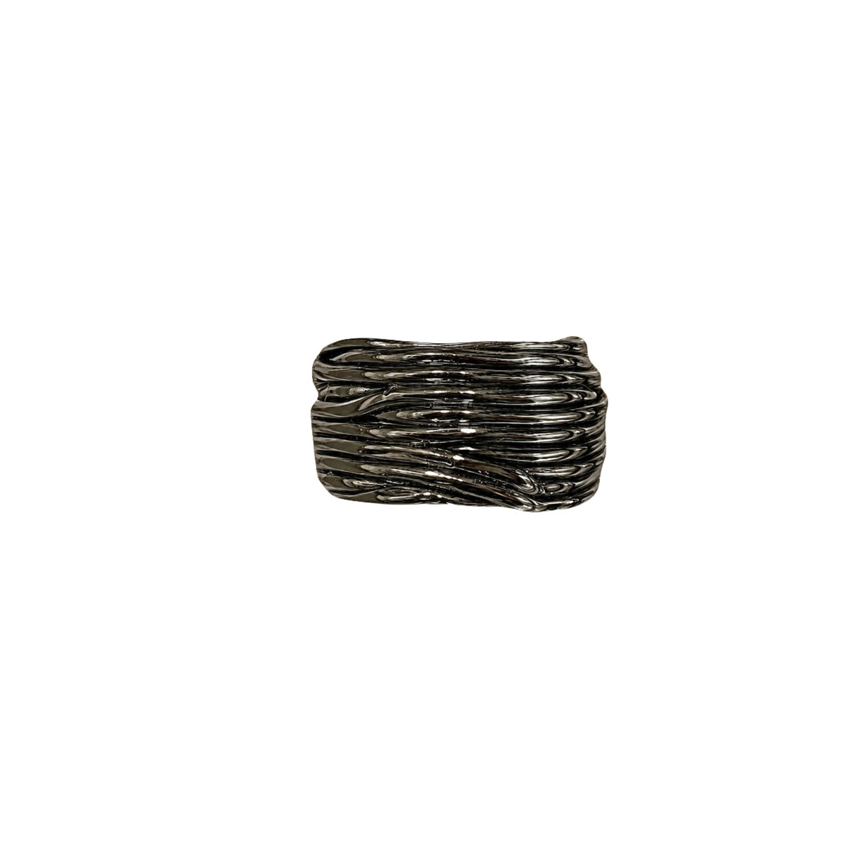 Anello Intrecci di Vita a 13 fili in argento 925 brunito, lavorato a mano con finitura grafite dai riflessi canna di fucile, L’Arte di Carlotta