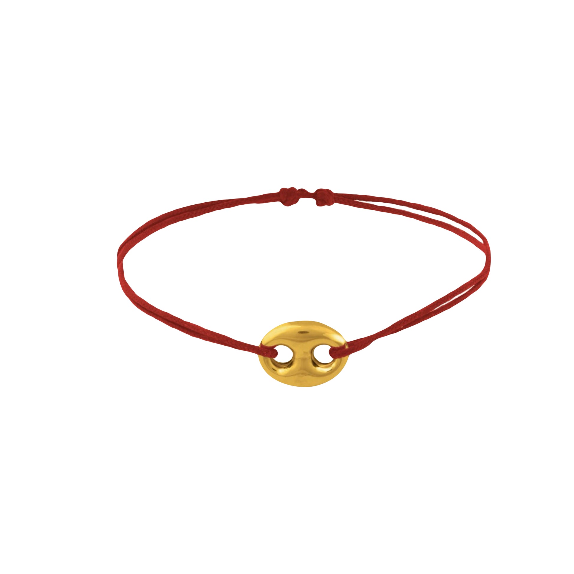 18k gold Mariner Rouge bracelet on rouge cord, white background – Carlotta di Montefalco
