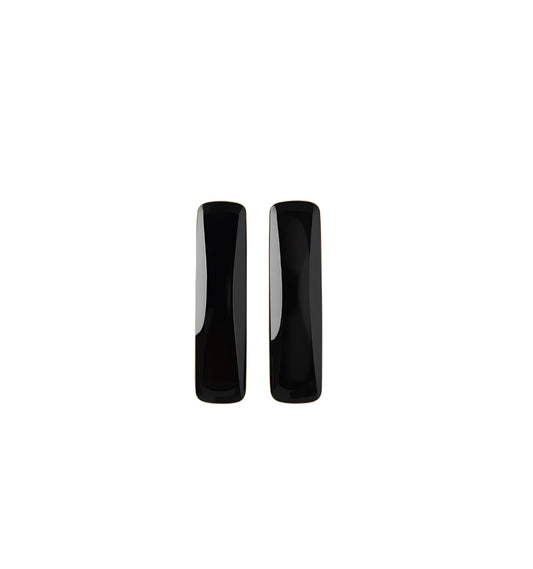 Contemporary gold earrings with onyx, minimal design fine jewelry Made in Italy