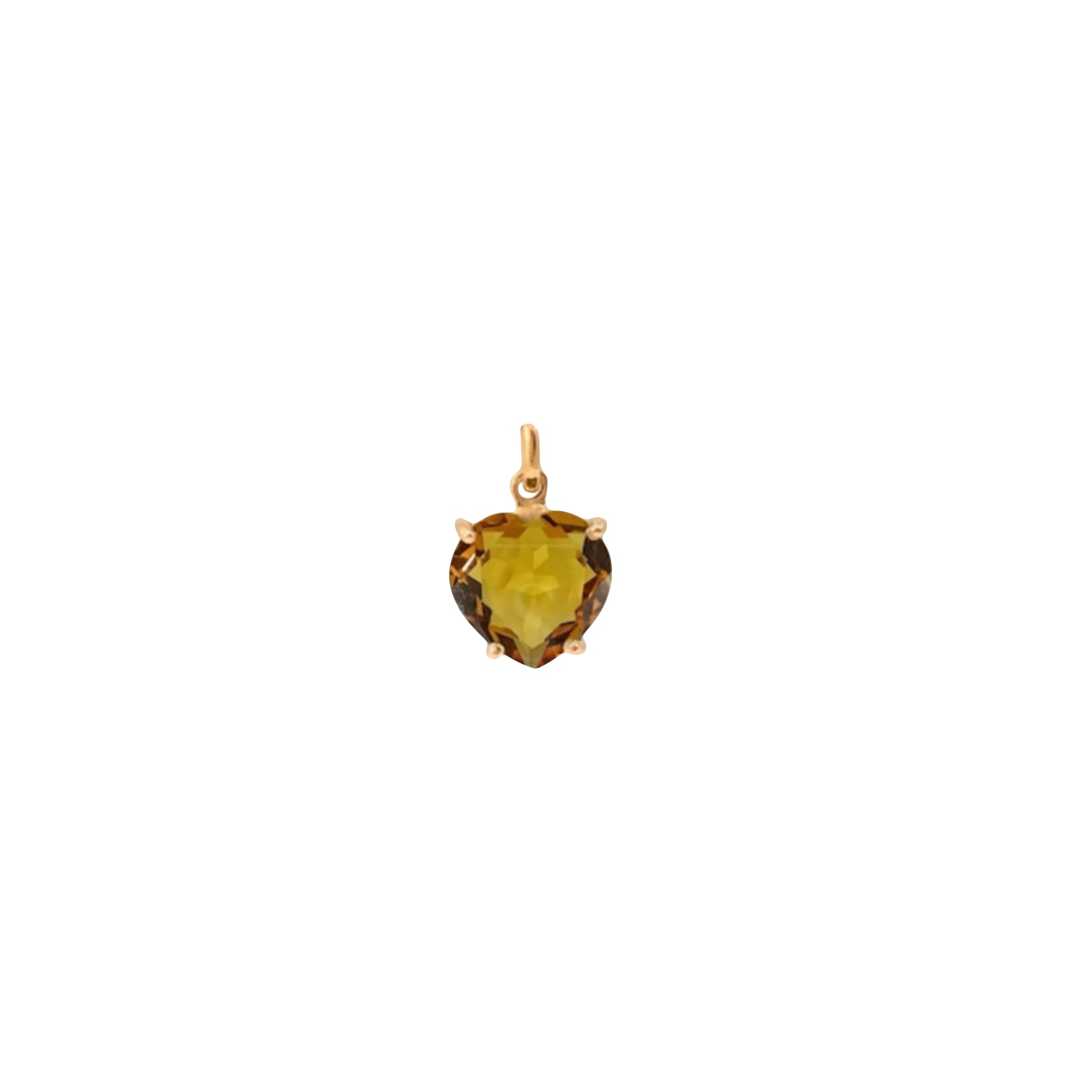 Heart-shaped natural citrine pendant in 18k gold, fine jewelry Made in Italy
