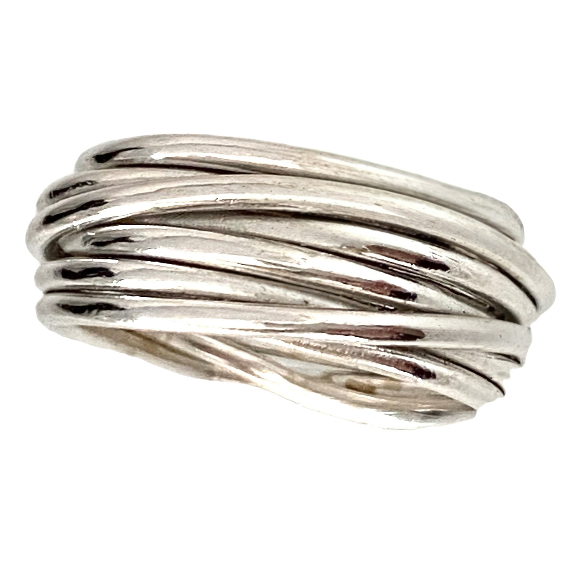 Anello Intrecci di Vita filo intrecciato in argento 925, a 7 fili, anello a fascia unisex  realizzato a mano da L’Arte di Carlotta