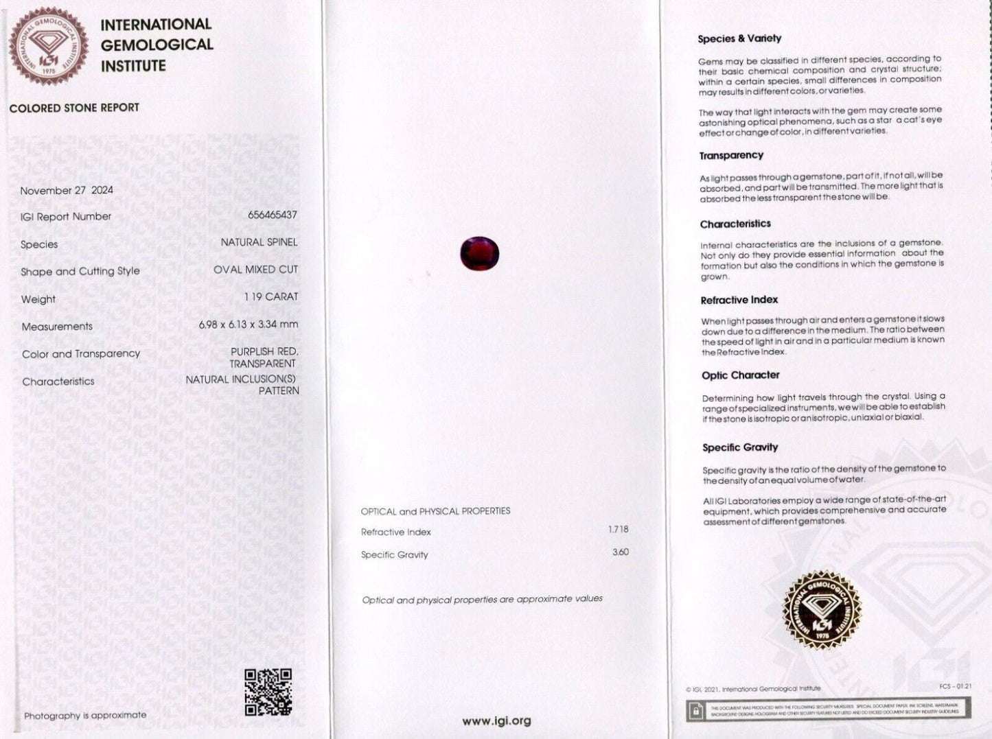 Spinello certificato IGI 