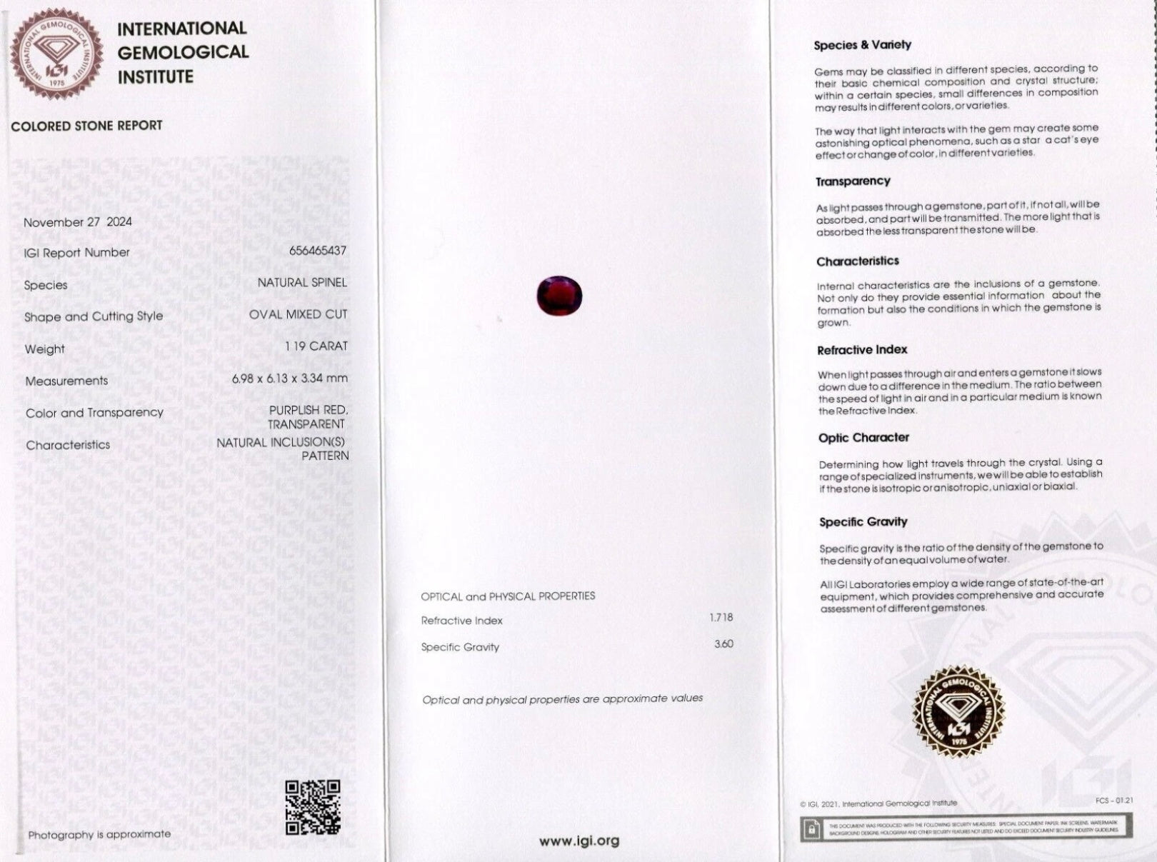 Spinello certificato IGI 