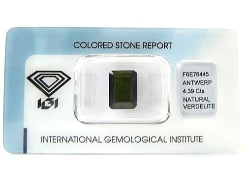 Tormalina verdelite naturale certificato IGI in blister 